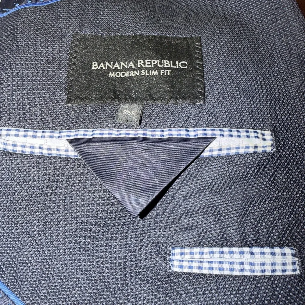 Banana Republic Marzotto Wool 36S Navy Birdseye Slim Modern Blazer Sport Coat